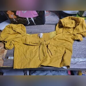 Band Of Gypsies Gold Size Small Womens Puff‎ Sleeve Crop Top